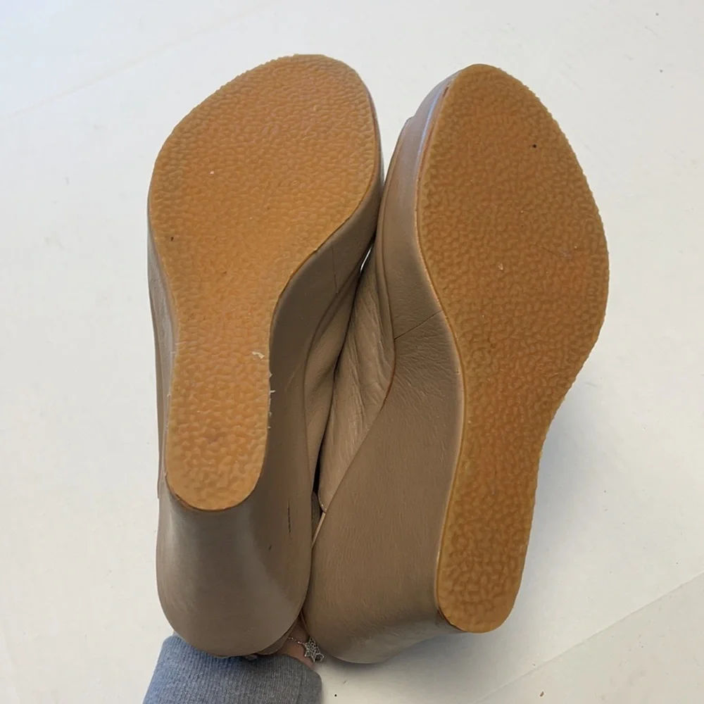 Cordani peep toe leather wedges
